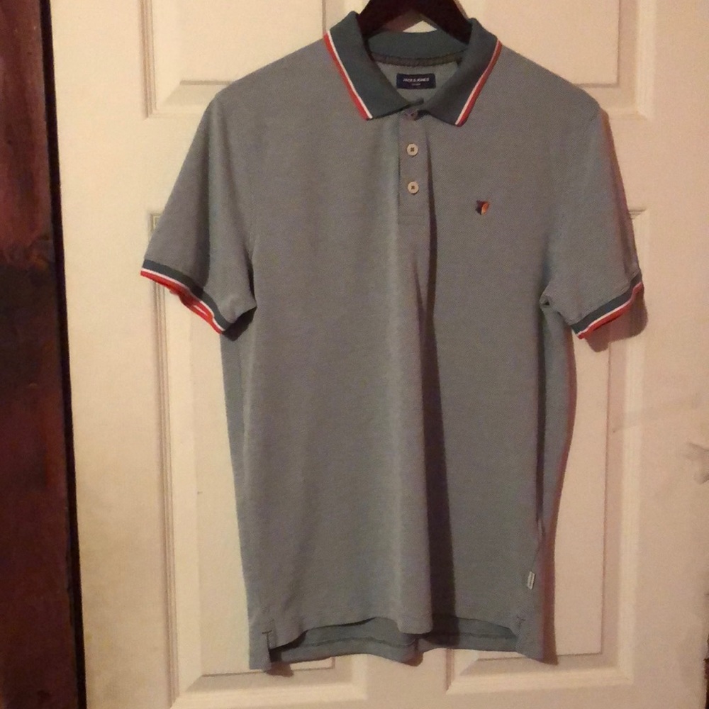 Jack & Jones Green Pique Knit Polo Shirt Mens Large L